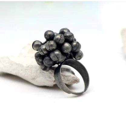 Women's Silver Color Oxidised Adjustable Ring