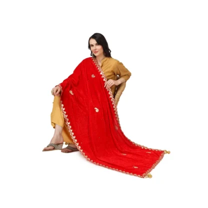 Women's Velvet Gotta Patti Dupatta (Red, Length: 2.25 to 2.50 Mtr) - Image 2