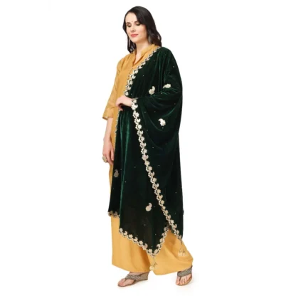 Women's Velvet Gotta Patti Dupatta (Green, Length: 2.25 to 2.50 Mtr) - Image 5