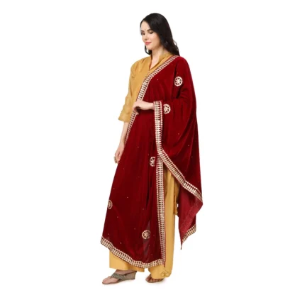 Women's Velvet Gotta Patti Dupatta (Maroon, Length: 2.25 to 2.50 Mtr) - Image 5