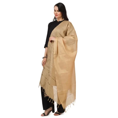 Women's Chanderi Solid Dupatta (Gold, Length: 2.25 to 2.50 Mtr) - Image 5