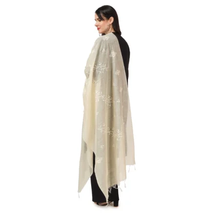 Women's Cotton Embroidered Dupatta (Off-White, Length: 2.25 to 2.50 Mtr) - Image 3