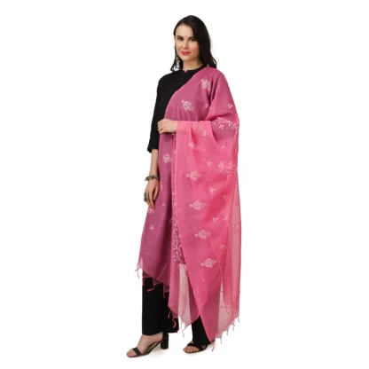 Women's Cotton Embroidered Dupatta (Pink, Length: 2.25 to 2.50 Mtr) - Image 5