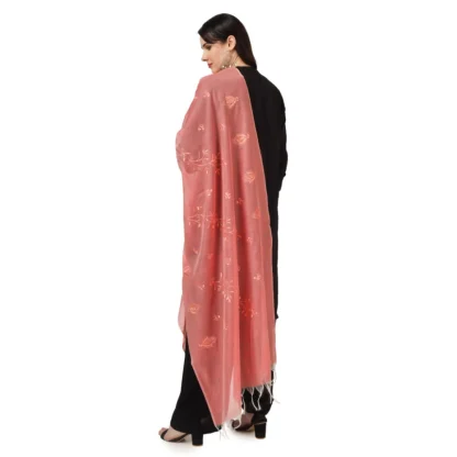 Women's Cotton Embroidered Dupatta (Peach, Length: 2.25 to 2.50 Mtr) - Image 3