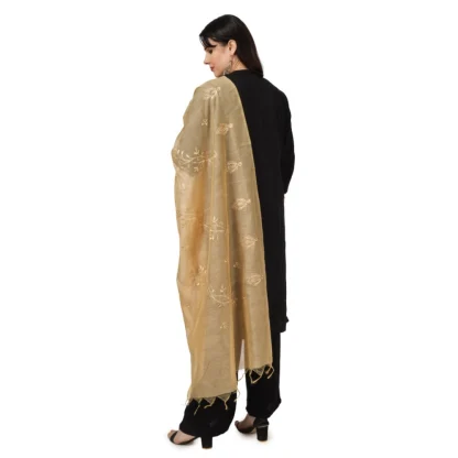 Women's Cotton Embroidered Dupatta (Gold, Length: 2.25 to 2.50 Mtr) - Image 2