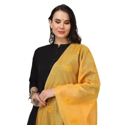 Women's Cotton Embroidered Dupatta (Yellow, Length: 2.25 to 2.50 Mtr) - Image 4