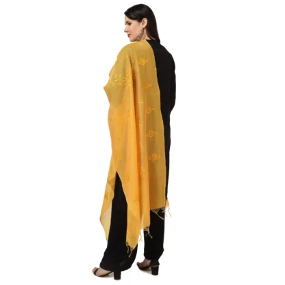 Women's Cotton Embroidered Dupatta (Yellow, Length: 2.25 to 2.50 Mtr) - Image 3