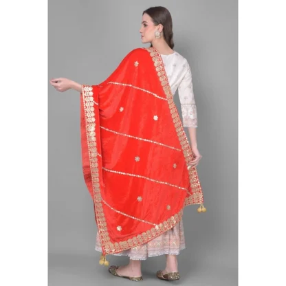 Women's Velvet Gotta Patti Dupatta (Red, Length: 2.25 to 2.50 Mtr) - Image 4