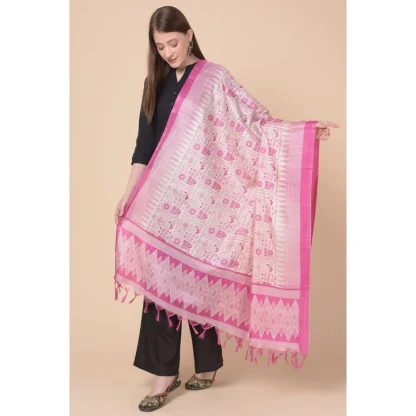 Women's Art Silk Printed Dupatta (Pink, Length: 2.25 to 2.50 Mtr) - Image 5