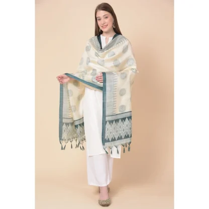 Women's Art Silk Printed Dupatta (Grey, Length: 2.25 to 2.50 Mtr) - Image 3