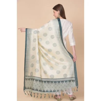 Women's Art Silk Printed Dupatta (Grey, Length: 2.25 to 2.50 Mtr) - Image 5