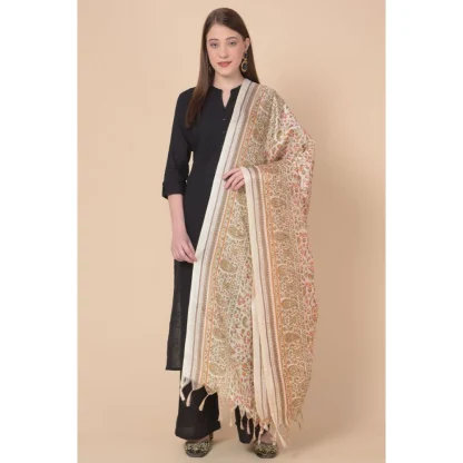 Women's Art Silk Printed Dupatta (White, Length: 2.25 to 2.50 Mtr) - Image 4