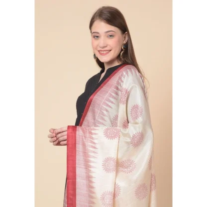 Women's Art Silk Printed Dupatta (Maroon, Length: 2.25 to 2.50 Mtr) - Image 3