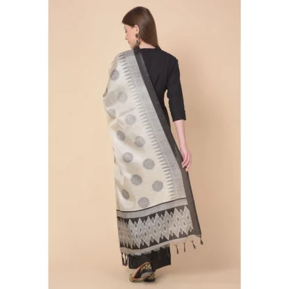 Women's Art Silk Printed Dupatta (Black, Length: 2.25 to 2.50 Mtr) - Image 4