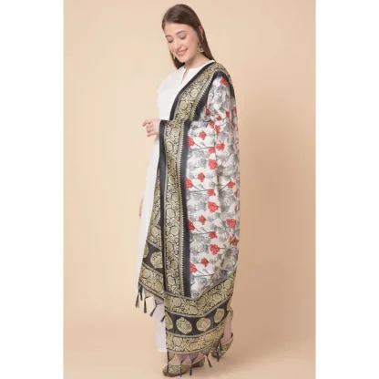 Women's Art Silk Printed Dupatta (Black, Length: 2.25 to 2.50 Mtr) - Image 2