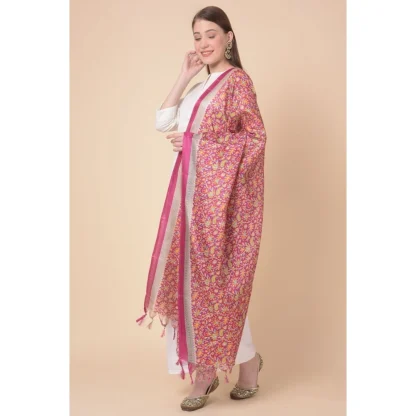 Women's Art Silk Printed Dupatta (Pink, Length: 2.25 to 2.50 Mtr) - Image 4