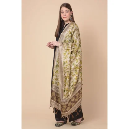 Women's Art Silk Printed Dupatta (Gold, Length: 2.25 to 2.50 Mtr) - Image 3