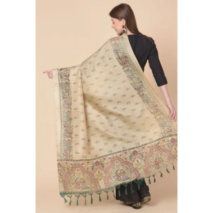 Women's Art Silk Printed Dupatta (Gold, Length: 2.25 to 2.50 Mtr) - Image 5