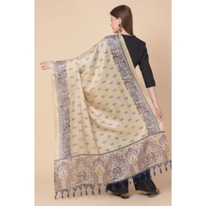 Women's Art Silk Printed Dupatta (Gold, Length: 2.25 to 2.50 Mtr) - Image 4