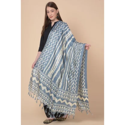 Women's Art Silk Printed Dupatta (Grey, Length: 2.25 to 2.50 Mtr) - Image 5