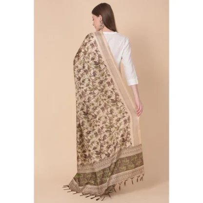 Women's Art Silk Printed Dupatta (Gold, Length: 2.25 to 2.50 Mtr) - Image 4