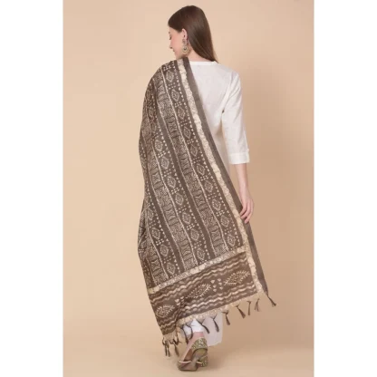 Women's Art Silk Printed Dupatta (Brown, Length: 2.25 to 2.50 Mtr) - Image 5