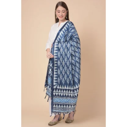 Women's Art Silk Printed Dupatta (Blue, Length: 2.25 to 2.50 Mtr) - Image 3