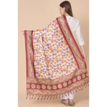 Women's Art Silk Printed Dupatta (Maroon, Length: 2.25 to 2.50 Mtr) - Image 5