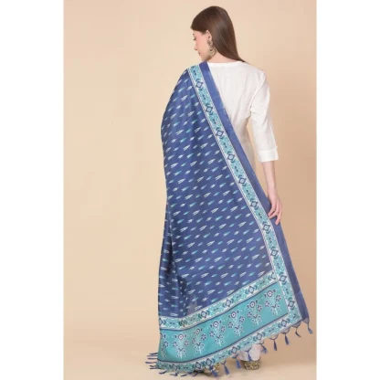 Women's Art Silk Printed Dupatta (Blue, Length: 2.25 to 2.50 Mtr) - Image 4