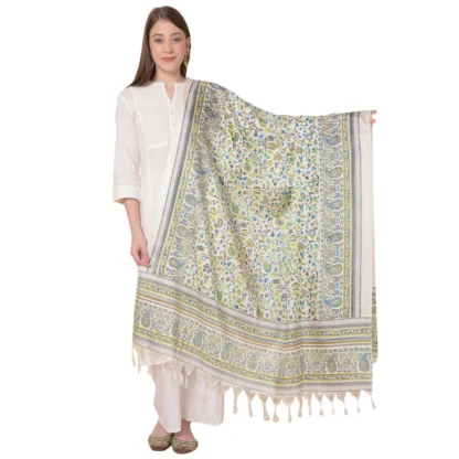 Women's Art Silk Printed Dupatta (Grey, Length: 2.25 to 2.50 Mtr)