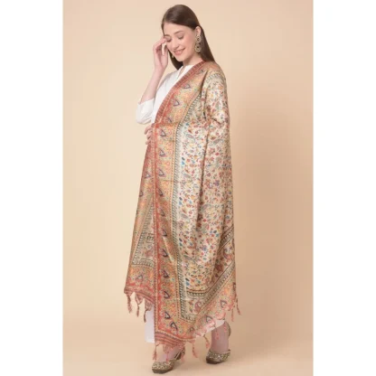 Women's Art Silk Printed Dupatta (Gold, Length: 2.25 to 2.50 Mtr) - Image 4