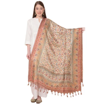 Women's Art Silk Printed Dupatta (Gold, Length: 2.25 to 2.50 Mtr)