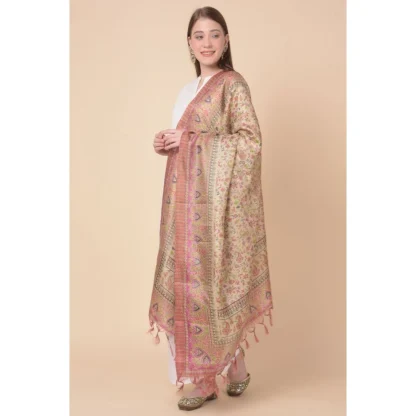 Women's Art Silk Printed Dupatta (Pink, Length: 2.25 to 2.50 Mtr) - Image 4