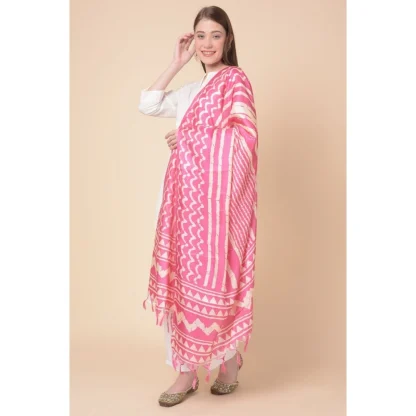 Women's Art Silk Printed Dupatta (Pink, Length: 2.25 to 2.50 Mtr) - Image 3