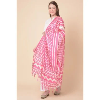 Women's Art Silk Printed Dupatta (Pink, Length: 2.25 to 2.50 Mtr) - Image 4