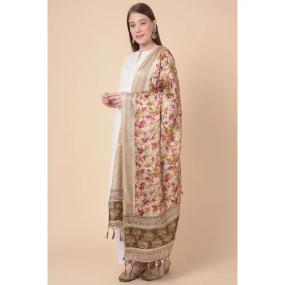 Women's Art Silk Printed Dupatta (Gold, Length: 2.25 to 2.50 Mtr) - Image 3