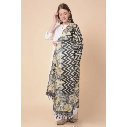 Women's Art Silk Printed Dupatta (Black, Length: 2.25 to 2.50 Mtr) - Image 4