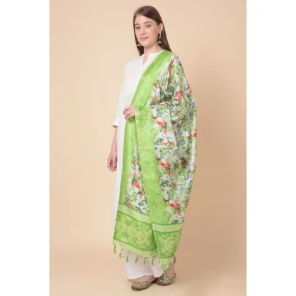 Women's Art Silk Printed Dupatta (Light Green, Length: 2.25 to 2.50 Mtr) - Image 4