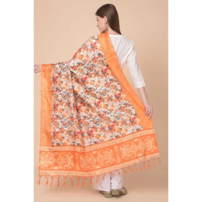 Women's Art Silk Printed Dupatta (Orange, Length: 2.25 to 2.50 Mtr) - Image 5