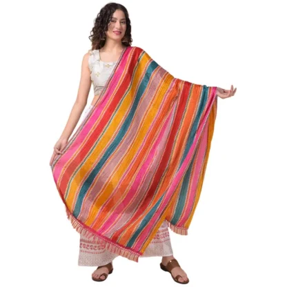 Women's Chanderi Printed Dupatta (Multicolor, Length: 2.25 to 2.50 Mtr)