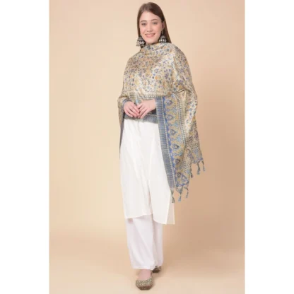 Women's Art Silk Printed Dupatta (Grey, Length: 2.25 to 2.50 Mtr) - Image 2