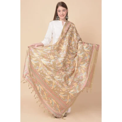 Women's Art Silk Printed Dupatta (Light Brown, Length: 2.25 to 2.50 Mtr) - Image 4