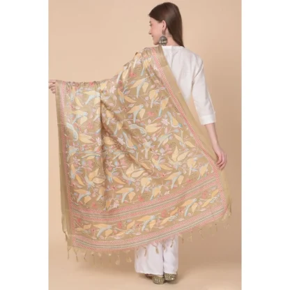 Women's Art Silk Printed Dupatta (Light Brown, Length: 2.25 to 2.50 Mtr) - Image 5