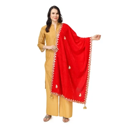 Women's Velvet Gotta Patti Dupatta (Red, Length: 2.25 to 2.50 Mtr)