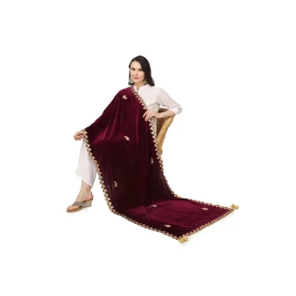 Women's Velvet Gotta Patti Dupatta (Purple, Length: 2.25 to 2.50 Mtr) - Image 2