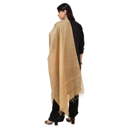 Women's Chanderi Solid Dupatta (Gold, Length: 2.25 to 2.50 Mtr) - Image 3