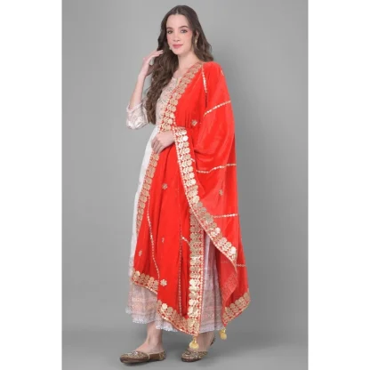 Women's Velvet Gotta Patti Dupatta (Red, Length: 2.25 to 2.50 Mtr) - Image 3