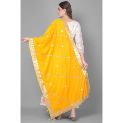 Women's Velvet Gotta Patti Dupatta (Yellow, Length: 2.25 to 2.50 Mtr) - Image 4