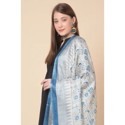 Women's Art Silk Printed Dupatta (Turquoise, Length: 2.25 to 2.50 Mtr) - Image 2