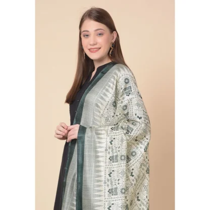 Women's Art Silk Printed Dupatta (Grey, Length: 2.25 to 2.50 Mtr) - Image 2